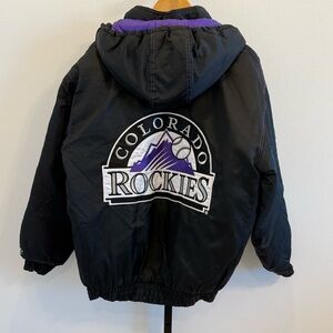 Vintage 90’s Colorado Rockies Logo Athletic Full Zip Coat Large Baseball MLB